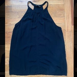 Navy blue sleeveless top with keyhole